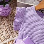 Miss & Chief Girls Printed Flutter Sleeves Fit & Flare Dress With Bow