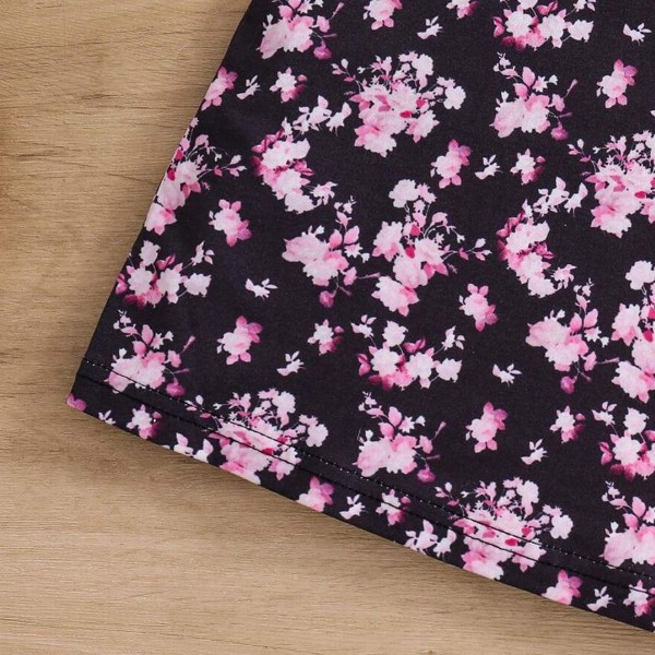 BAESD Floral Print Applique Crepe A-Line Maxi Dress