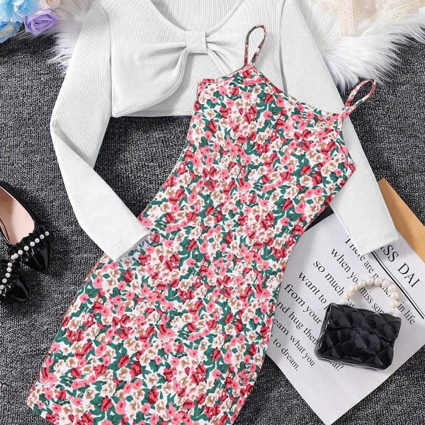 BAESD Girls Floral Printed Crepe Sheath Dress