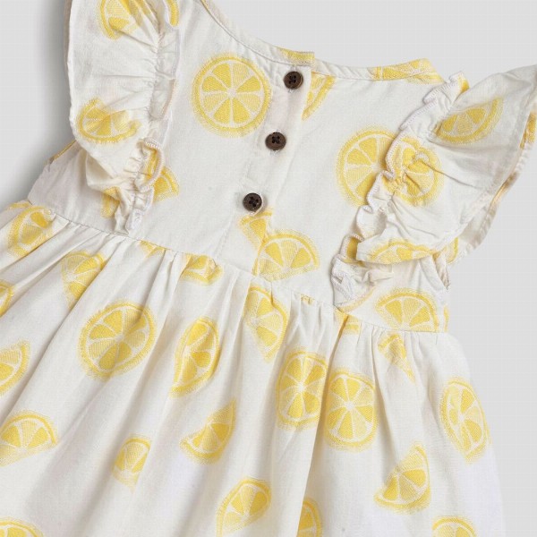 Somersault Girls Lemon Slice Printed Fit & Flare Dress