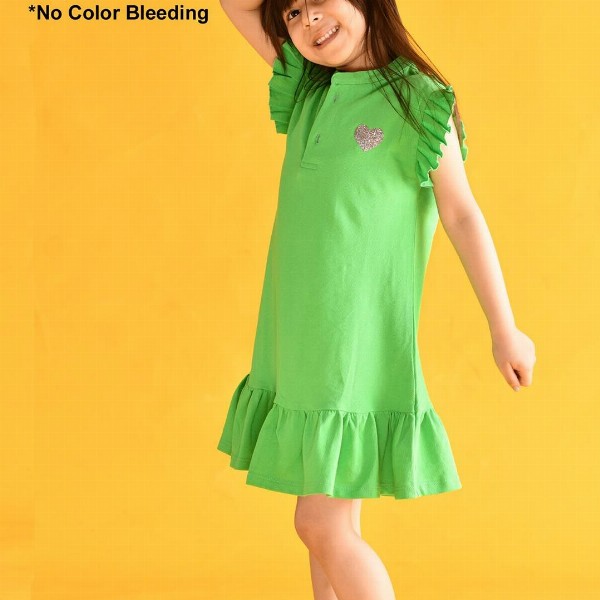 Anthrilo Girls Flutter Sleeve Drop-Waist Dress