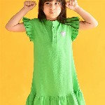 Anthrilo Girls Flutter Sleeve Drop-Waist Dress