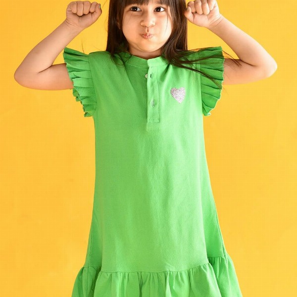 Anthrilo Girls Flutter Sleeve Drop-Waist Dress