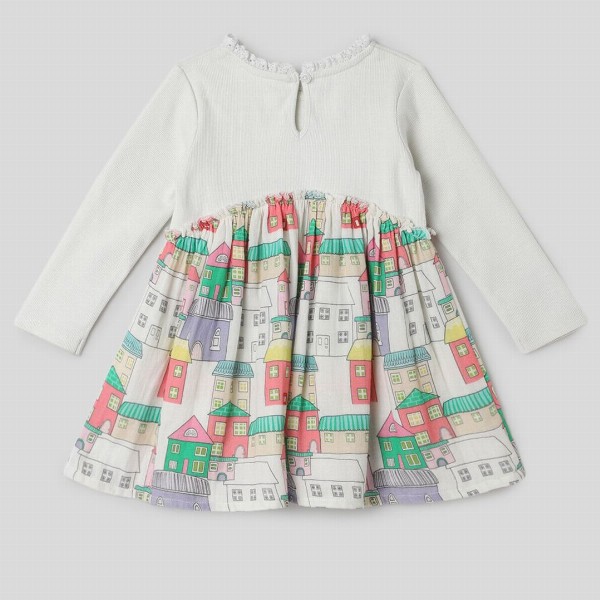 Somersault Girls Round Neck Conversational Printed Cotton Fit & Flare Dress