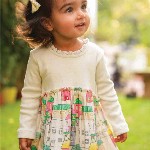 Somersault Girls Round Neck Conversational Printed Cotton Fit & Flare Dress