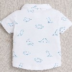 BUMZEE Infants Boys Printed Pure Cotton Shirt With Shorts And Bow Cap Suspenders