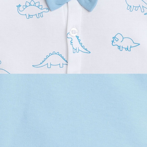 BUMZEE Infants Boys Printed Pure Cotton Shirt With Shorts And Bow Cap Suspenders