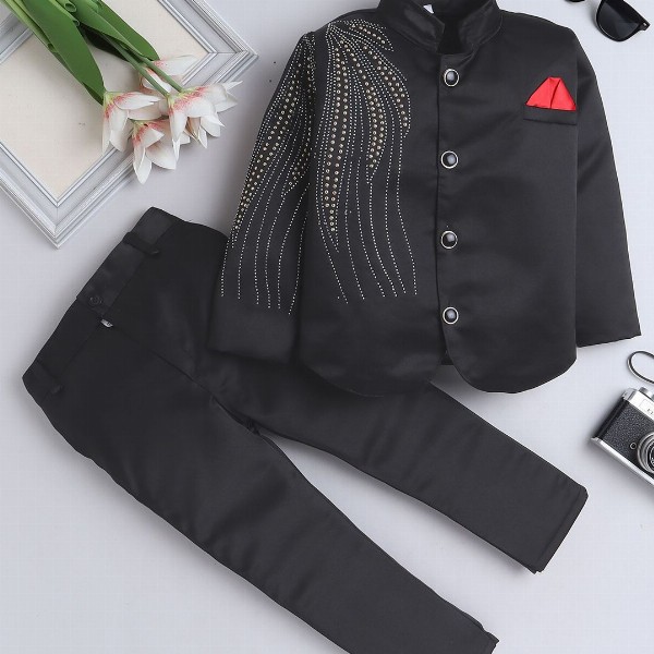 FOURFOLDS Boys 2-Piece Embroidered Suit