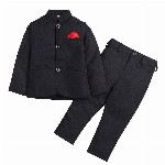 BAESD Boy 2Pcs Mandarin Collar Bandhgala Blazer With Trousers