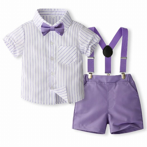 StyleCast x Revolte Boys Striped Pure Cotton Three Piece Suit