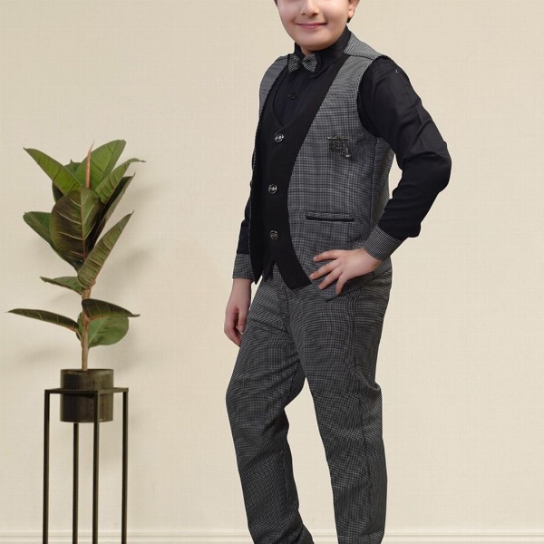 BAESD Boys 3-Pcs Checked Suits, Wedding and all Ocassions.
