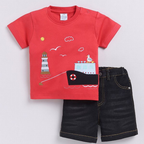 Dollar Boys Round Neck Printed T-shirt with Shorts