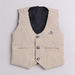 BAESD Boys 3-Piece Striped V-Neck Single-Breasted Suit With Bow