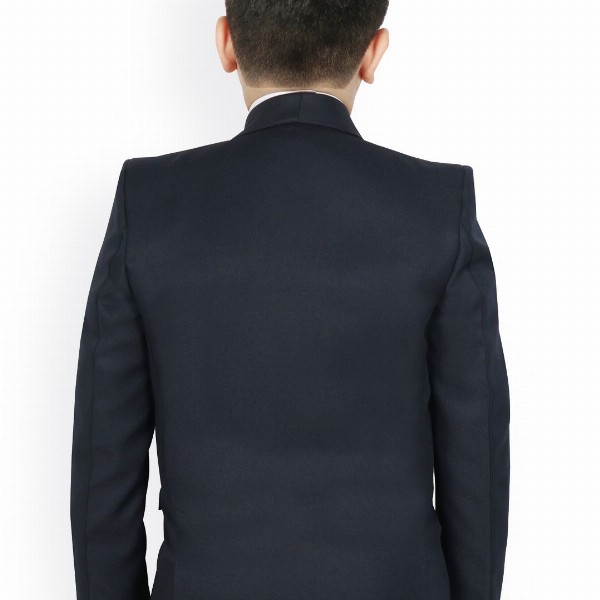 SG YUVRAJ Boys Navy-Blue Solid Regular-Fit Single-Breasted Blazer
