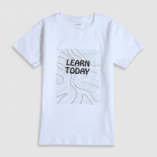 CAVIO Boys Printed Pure Cotton Single-Breasted Blazer With Crew-Neck T-Shirt