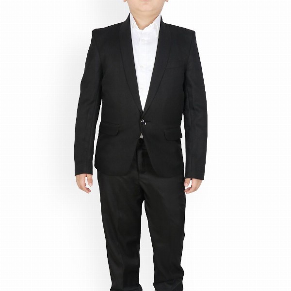 SG YUVRAJ Boys Black Solid Party Tuxedo Blazer