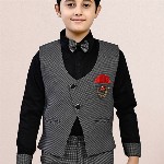 BAESD Boys Checked 3-Pcs Party Suit