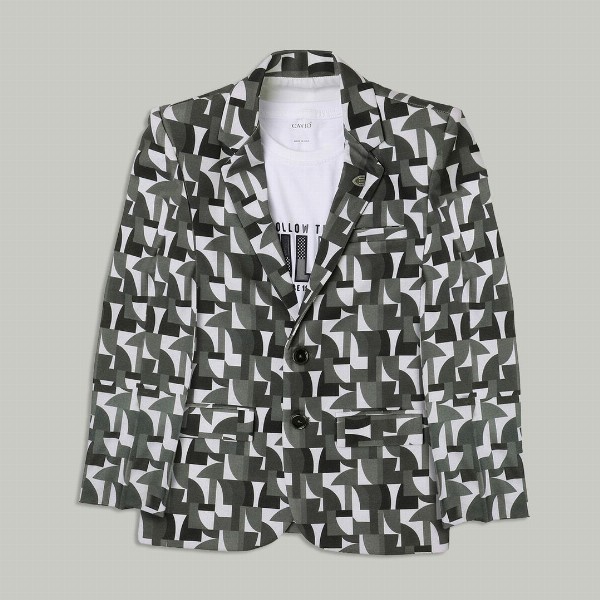 CAVIO Boys Printed Pure Cotton Single Breasted Blazer With T-Shirt