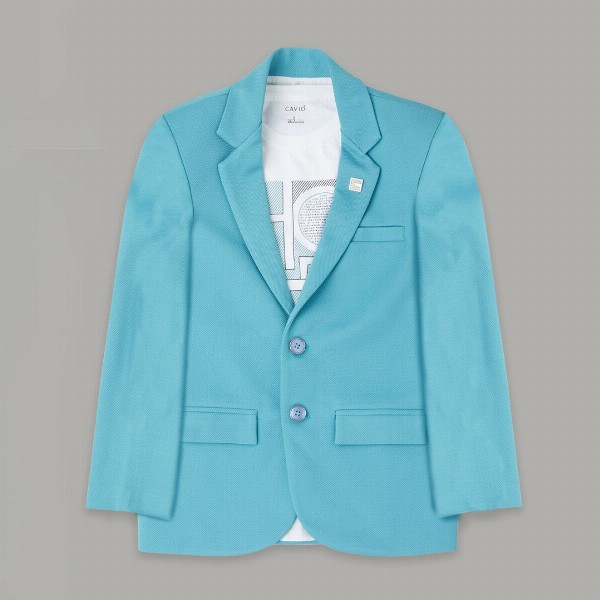 CAVIO Boys Pure Cotton Notched Lapel Collar Single-Breasted Blazer With T-Shirt