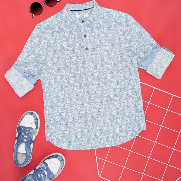 Pantaloons Junior Boys Floral Printed Opaque Casual Shirt