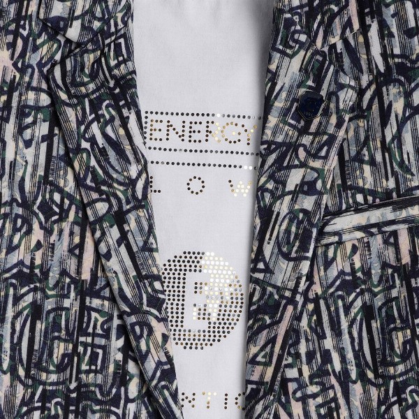 CAVIO Boys Geometric Pure Cotton Cambric Blazer With T-shirt