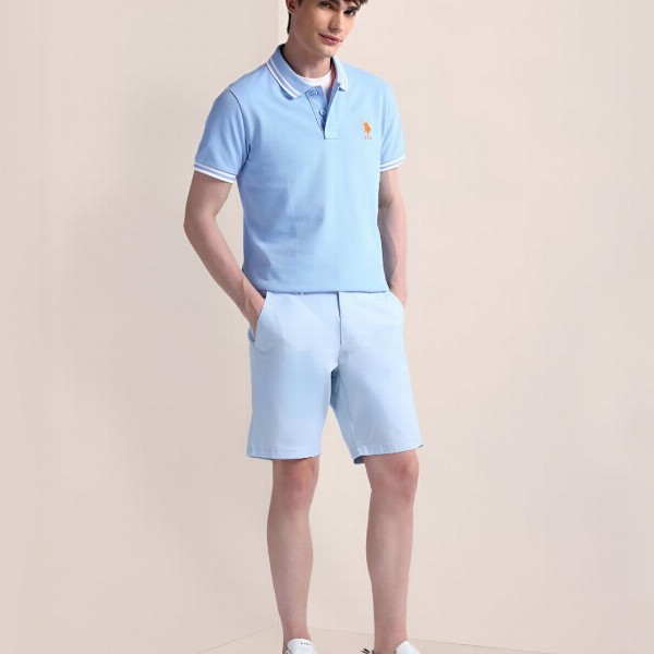 U.S. Polo Assn. Men Solid Polo Collar Cotton Slim Fit T-Shirt