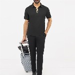 Harfun Men Solid Polo Collar Ziptech T-shirt