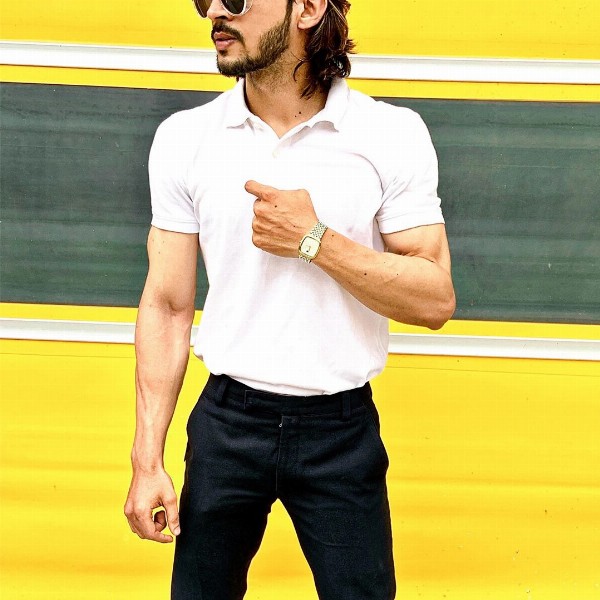 Roadster Men White Polo Collar Cotton Pure Cotton T-shirt