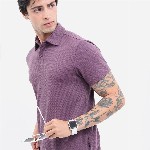 HIGHLANDER Popcorn Structured Polo Collar Regular Fit T-shirt