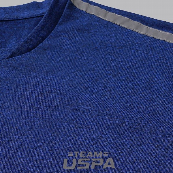 U.S. Polo Assn. Men Melange Blue Solid Athleisure Lounge T-shirt