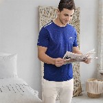 U.S. Polo Assn. Men Melange Blue Solid Athleisure Lounge T-shirt