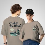 BAESD Unisex Twistform Twinny Zone Pack Of 2 ExploreW2 Printed Cotton Oversized T-shirts