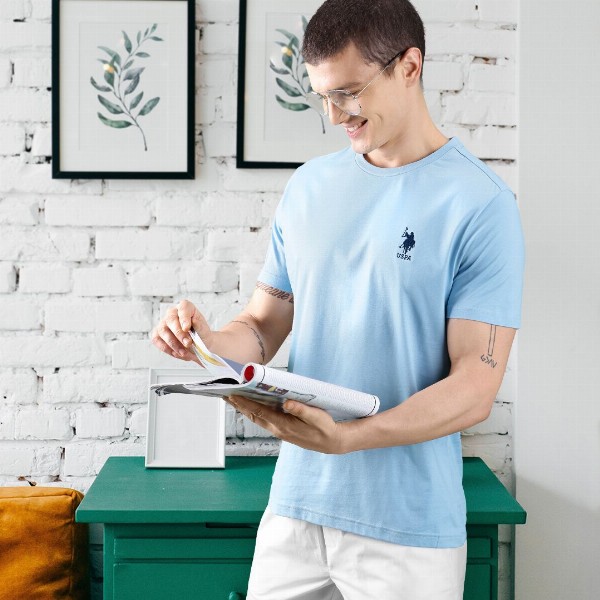 U.S. Polo Assn. Men Embroidered Logo Pure Cotton Lightweight Lounge T-shirt