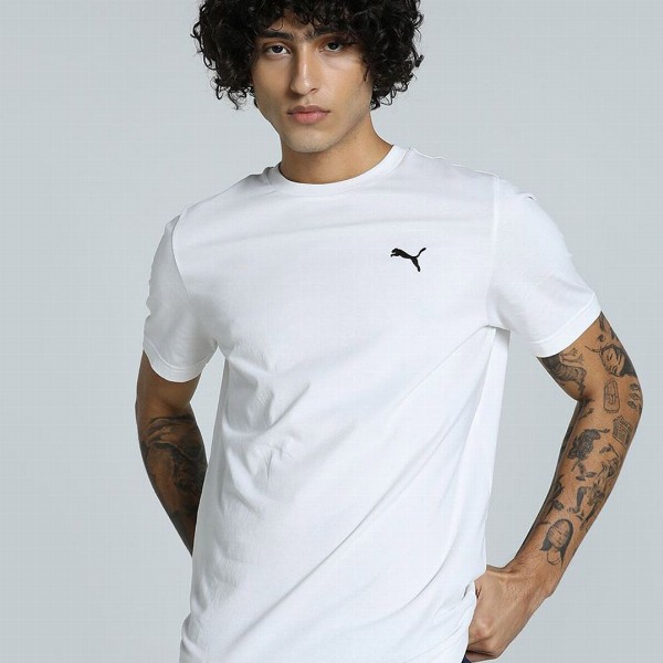 Puma Men Small Logo Solid Pure Cotton Short Sleeve T-Shirt