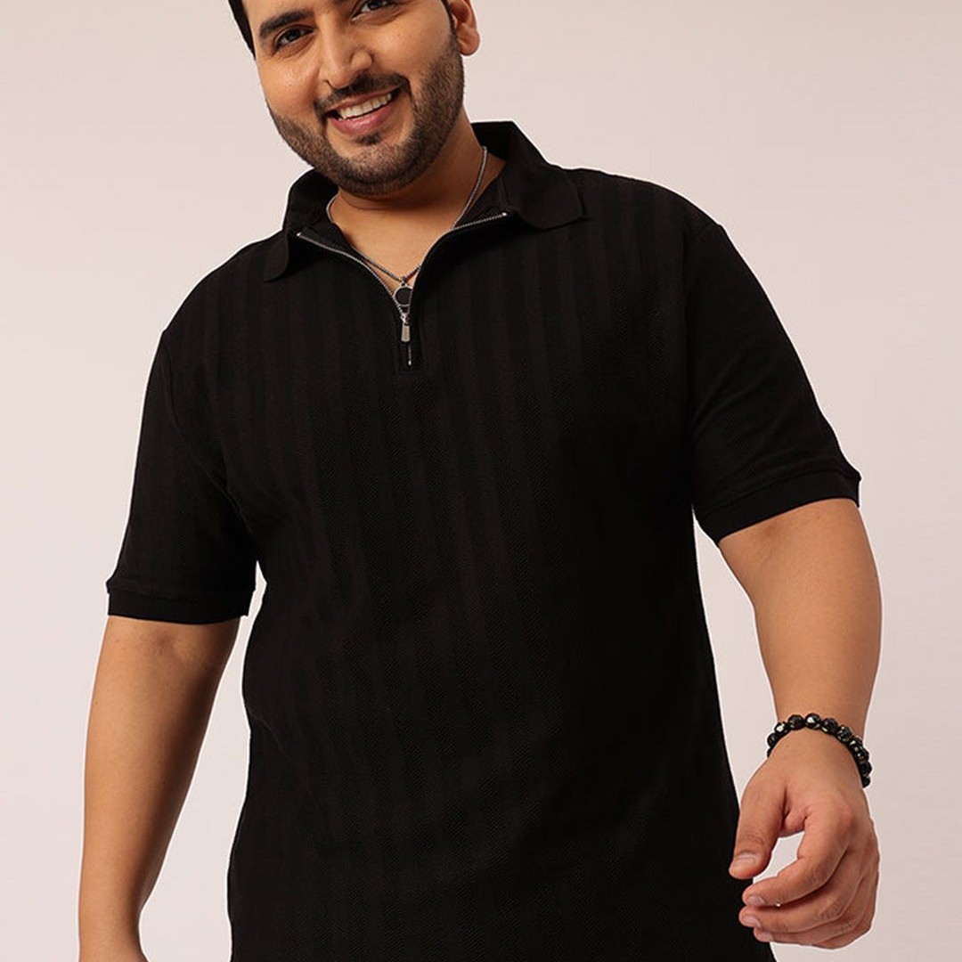 Toodle Plus Plus size zipper polo men t-shirt