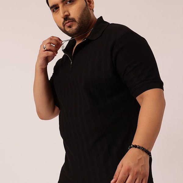 Toodle Plus Plus size zipper polo men t-shirt