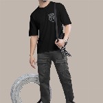 BULLMER Graphic Printed Round Neck Oversized Cotton T-shirt