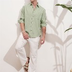 HIGHLANDER Men Textured Spread Collar Cotton Casual Shirt