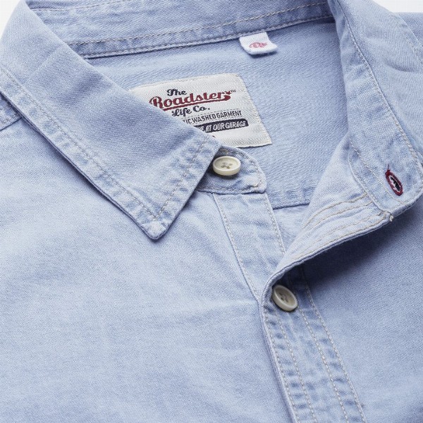 The Roadster Lifestyle Co Men Light Blue Solid Regular Fit Chambray Casual Shirt