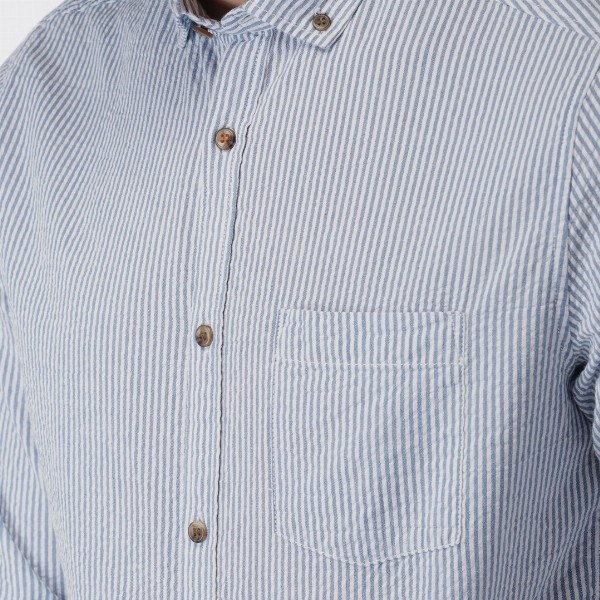 Mast & Harbour Men Blue & White Slim Fit Striped Casual Shirt