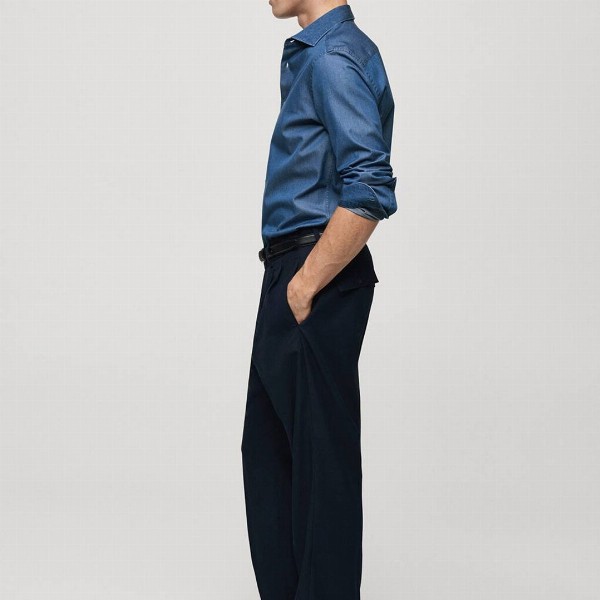 MANGO MAN Chambray Pure Cotton Shirt