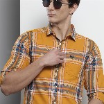 The Indian Garage Co Men Yellow Comfort Checked Regular Fit Casual Shirt