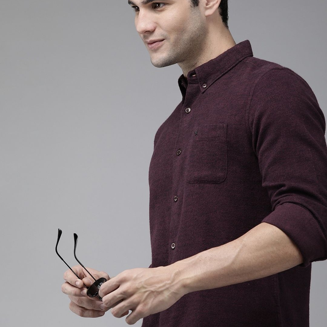 THE BEAR HOUSE Men Purple Slim Fit Casual Shirt