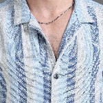 Moda Rapido blue Slim Fit Striped Short Sleeves Cotton Casual Shirt