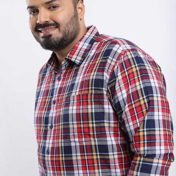 HIGHLANDER Men Plus Size Regular Fit Tartan Checks Casual Shirt