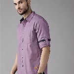 Roadster Men Purple Pure Cotton Solid Opaque Casual Shirt
