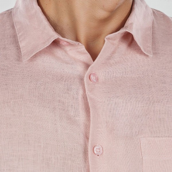 Celio Men Classic Regular Fit Spread Collar Solid Pure Linen Casual Shirt