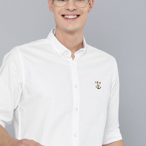 Mast & Harbour Men White Regular Fit Solid Casual Shirt