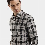 The Collection Checked Button Down Collar Long Sleeves Classic Slim Fit Cotton Shirt