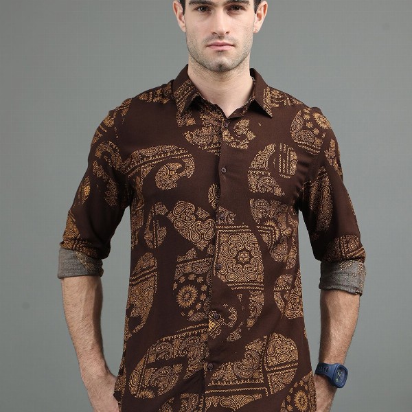 HERE&NOW Abstract Printed Slim Fit Casual Shirt